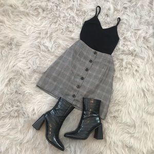Plaid Button Down Mini Skirt